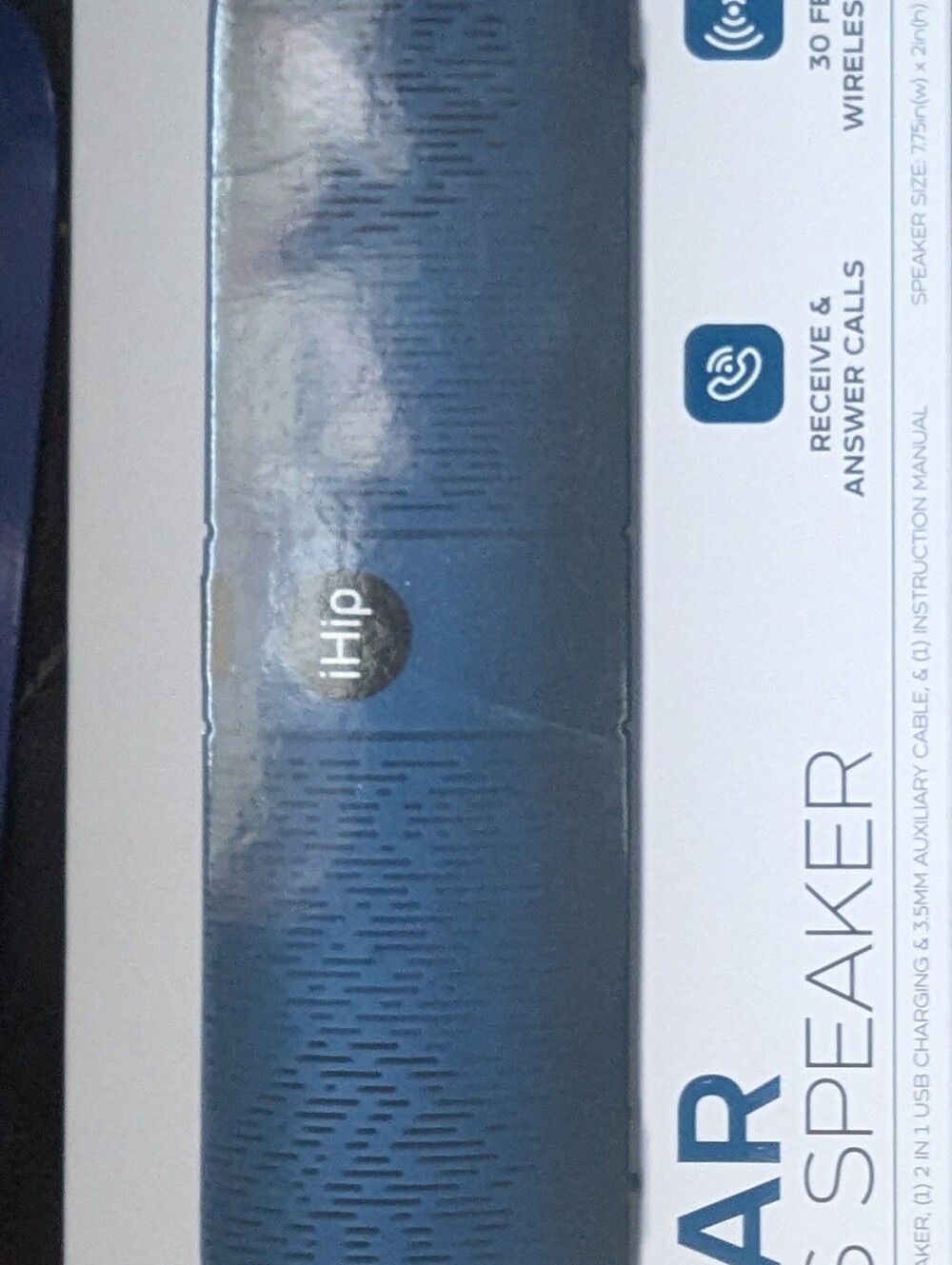 h.i.p. Portable Blue Bluetooth Speaker with Mesh Finish